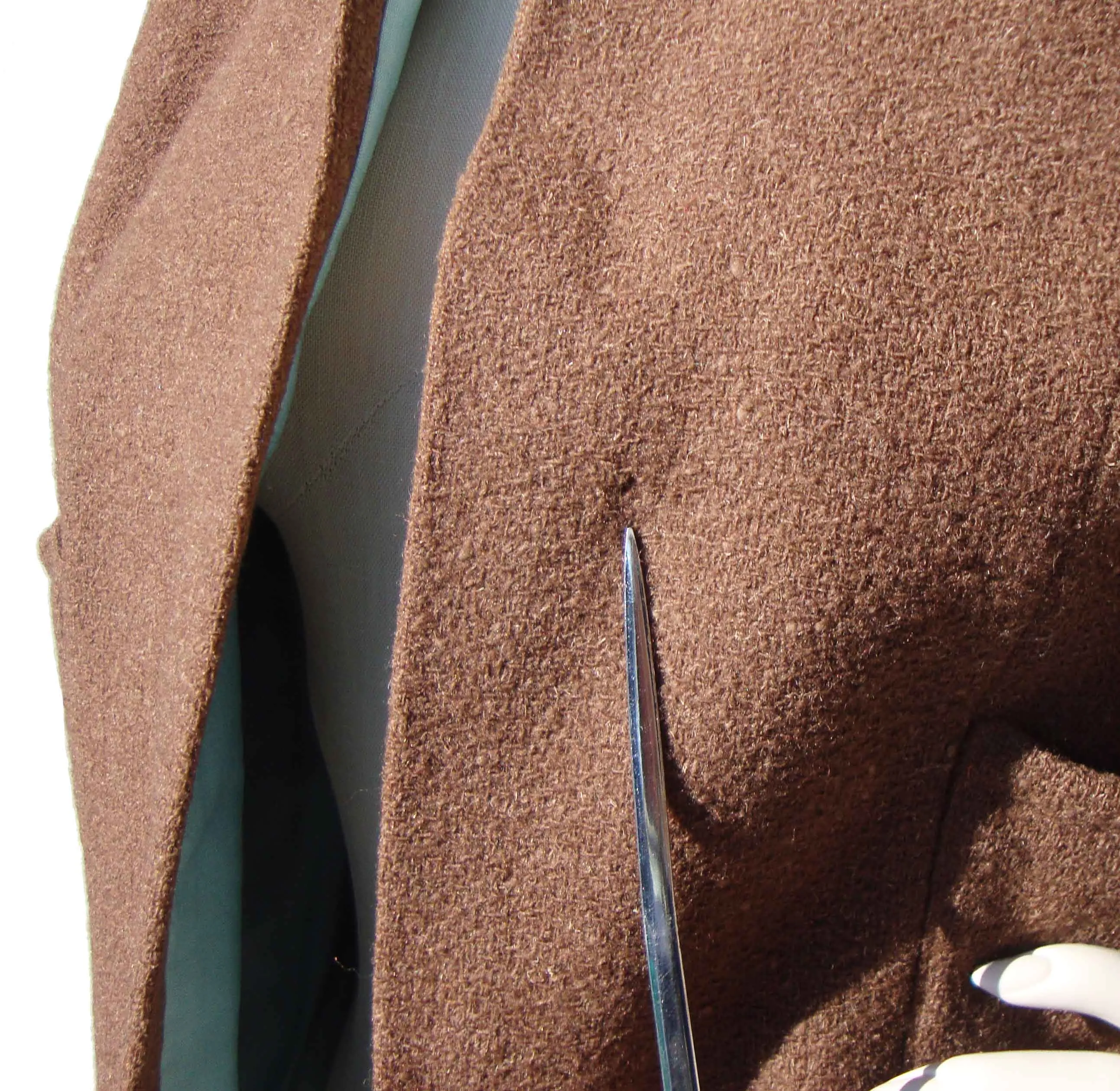 Vintage 60s Crop Jacket Brown Wool & Teal Silk Bolero M