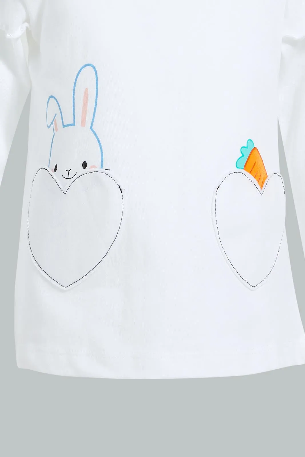 White Bunny Embellished Long Sleeve T-Shirt