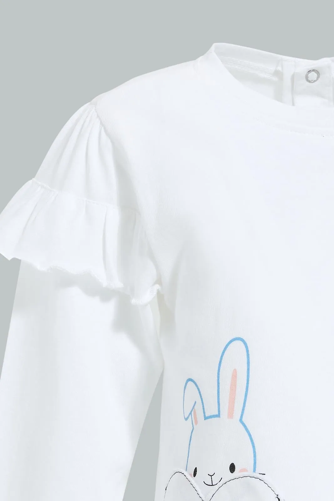 White Bunny Embellished Long Sleeve T-Shirt