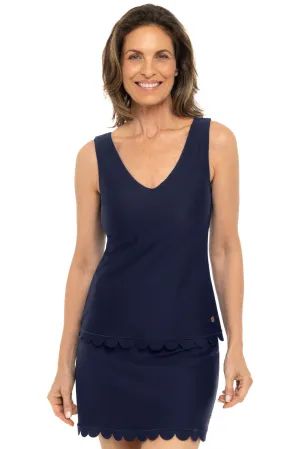 Women's Acropora Scallop Swim Tank | Navy