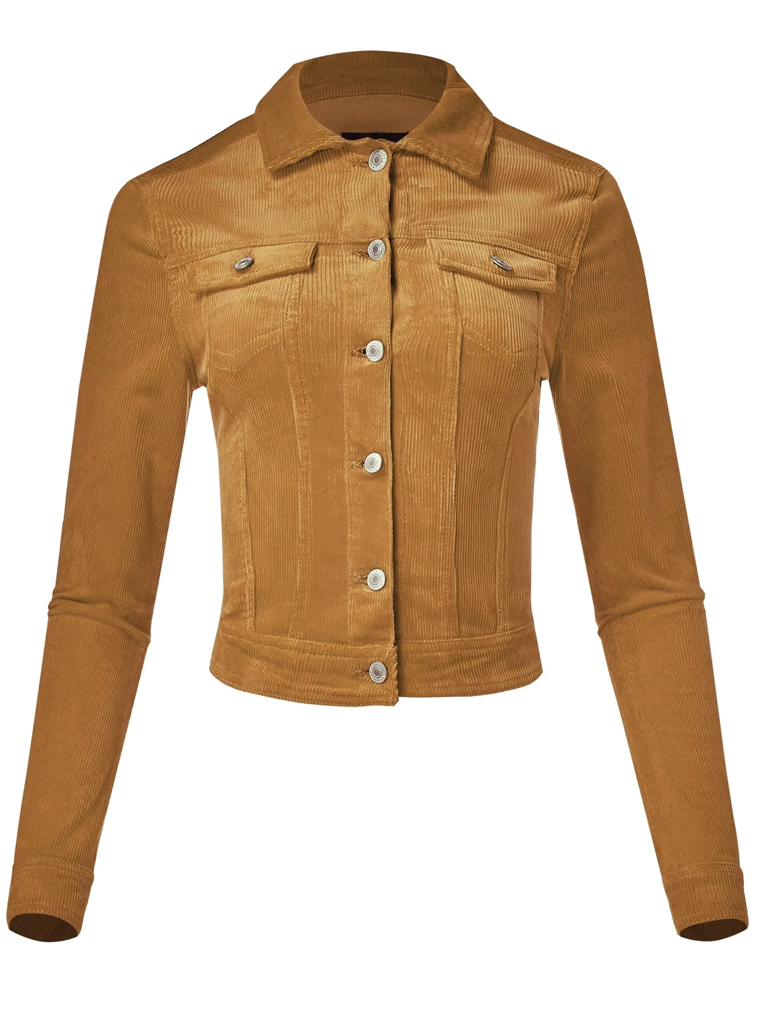 Women's Slim Fit Cropped Trucker Corduroy Jacket (FWJ1128)